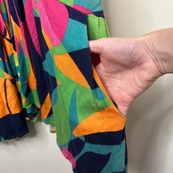 Md Farm Rio Dress Colorful Abstract Drop Waist Tropical Artsy Maximalist *Flawed - Picture 10 of 11